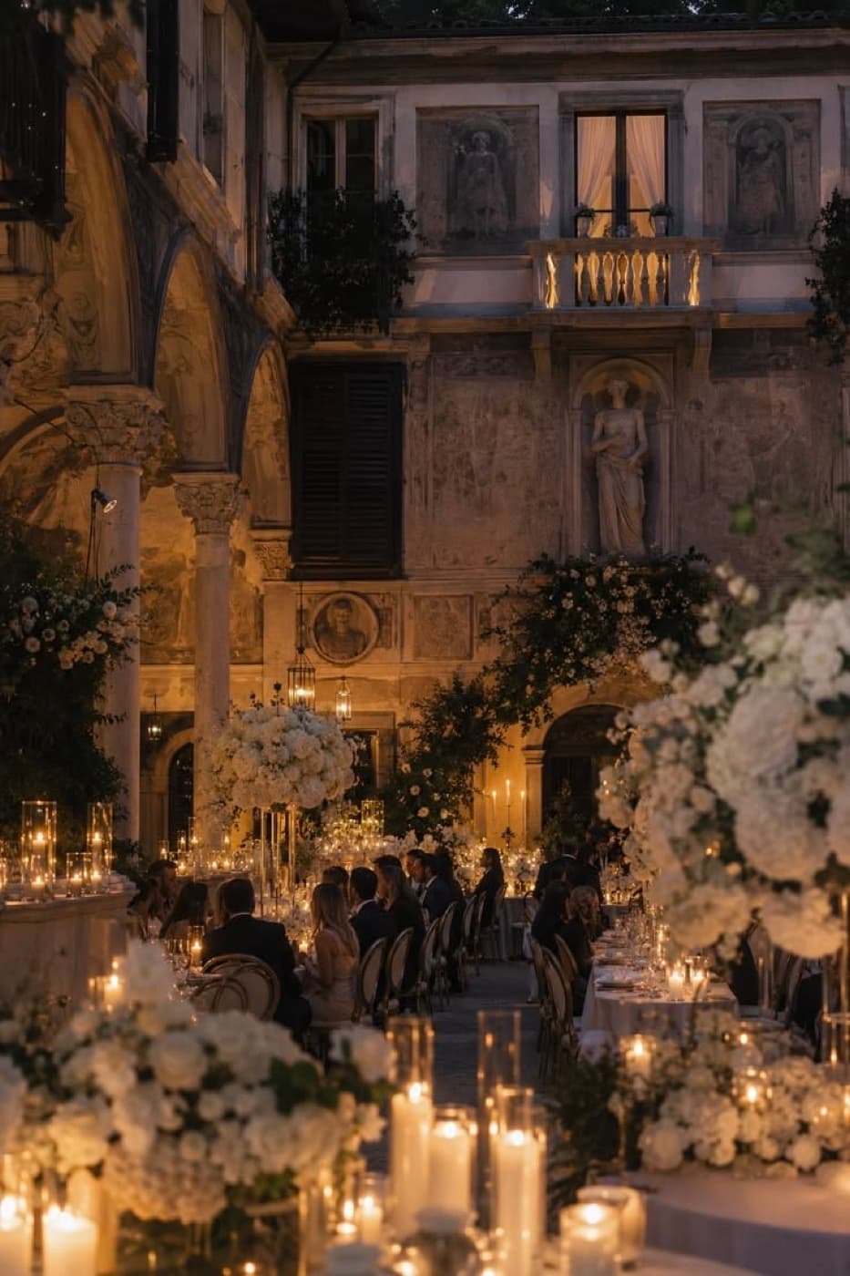 The courtyard at dusk